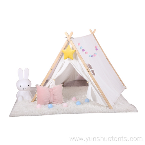 Children's Solid wood frame white canvas tent